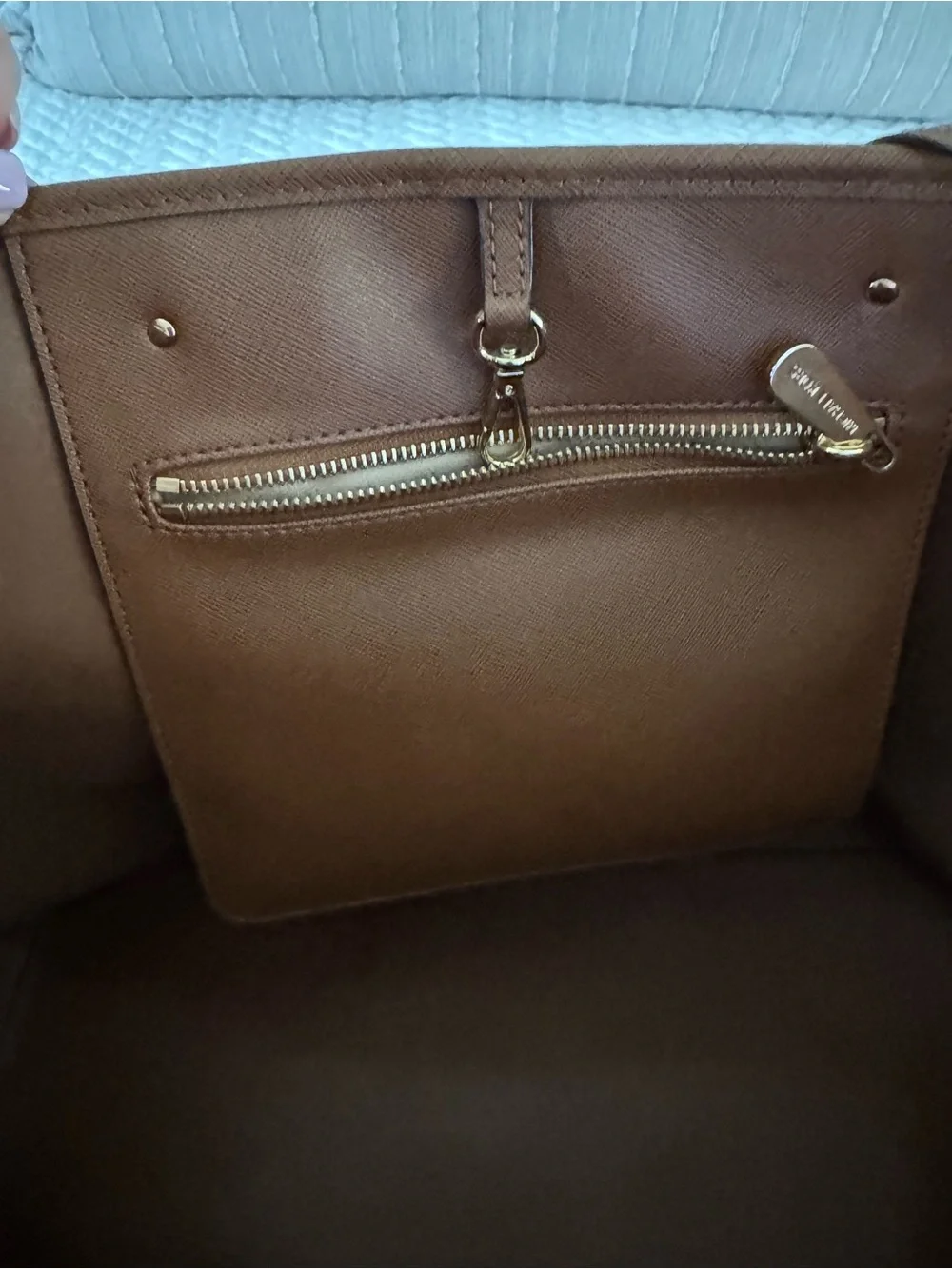 Michael Kors Cognac Saffiano Leather Tote with Gold Hardware